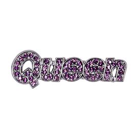 Queen Rhinestone Pin with Purple Stones (J202)
